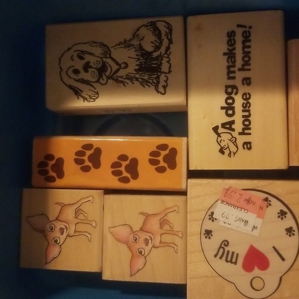 Dog themed wooden stamps.